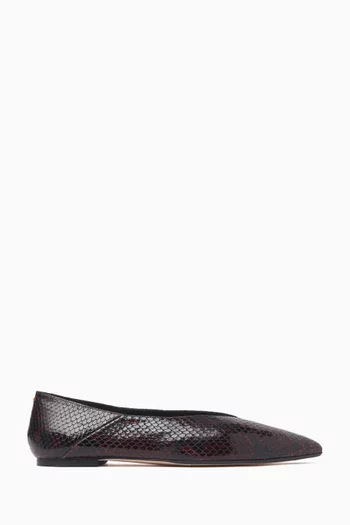 Moa Ballerina Flats in Python-printed Leather