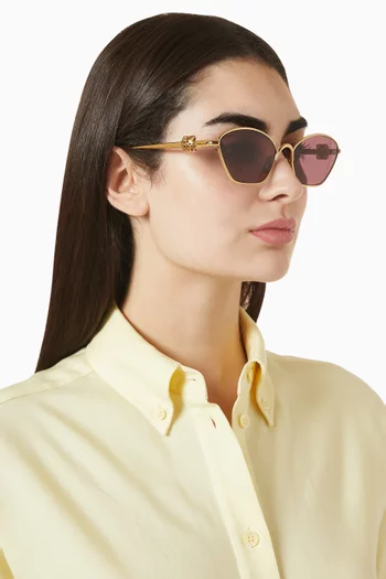 Anagram Bombé Hexagon Sunglasses in Metal