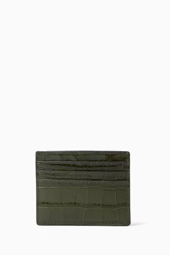 Classic Card Holder in Croc-embossed Leather