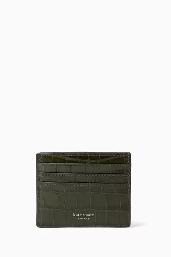 Classic Card Holder in Croc-embossed Leather