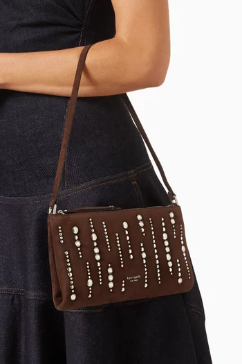 Fling Embellished Pochette Bag in Suede