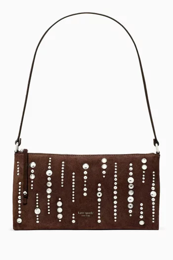 Fling Embellished Pochette Bag in Suede