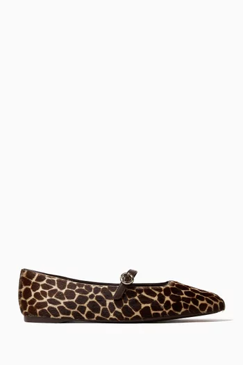 Halo Giraffe-print Mary Jane Flats in Haircalf