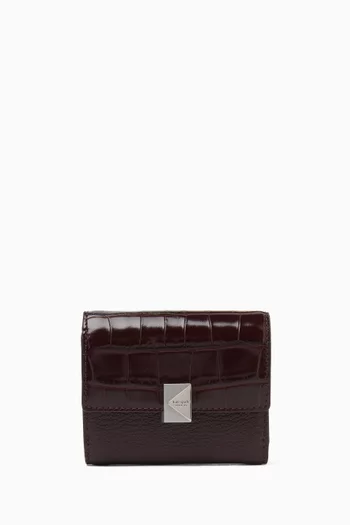 Small Deco Wallet in Croc-embossed Leather