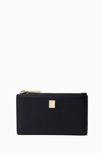 Deco Bi-fold Wallet in Pebbled-leather