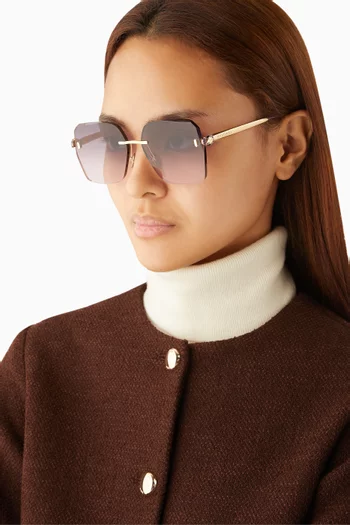 Serpenti Forever Square Sunglasses in Metal