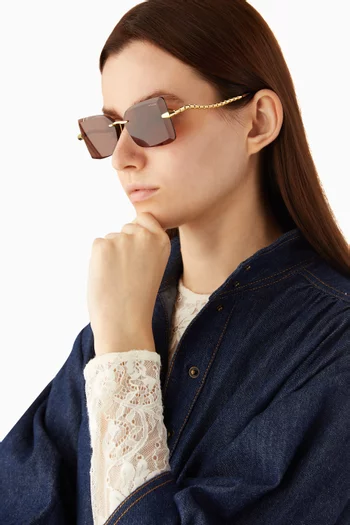 Serpenti Viper Rectangular Sunglasses
