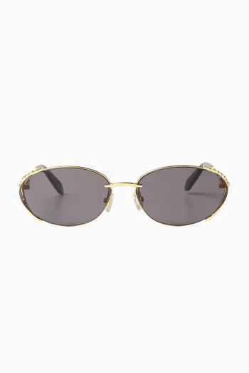 Serpenti Viper Oval Sunglasses in Metal