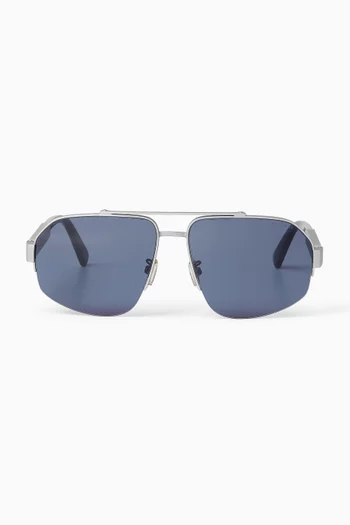 Geometric Aviator Sunglasses in Metal
