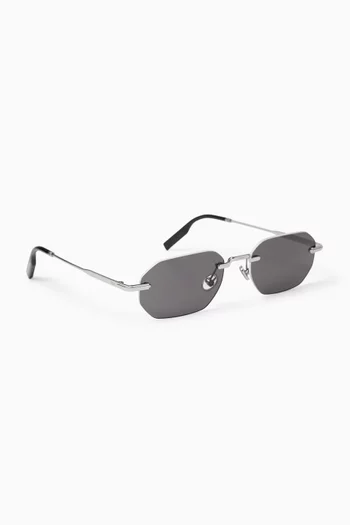 DiorBlackSuit S19U Octagonal Sunglasses in Metal