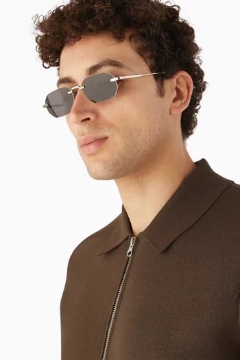 DiorBlackSuit S19U Octagonal Sunglasses in Metal