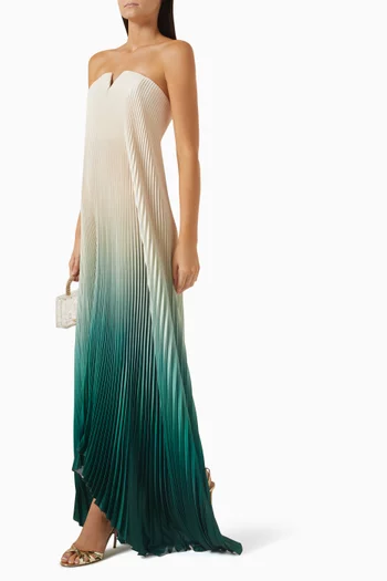 Black Tie Pleated Strapless Gown