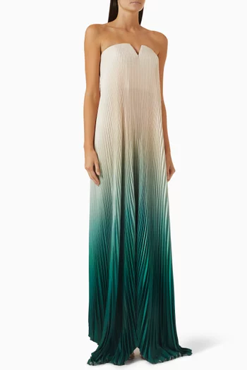 Black Tie Pleated Strapless Gown