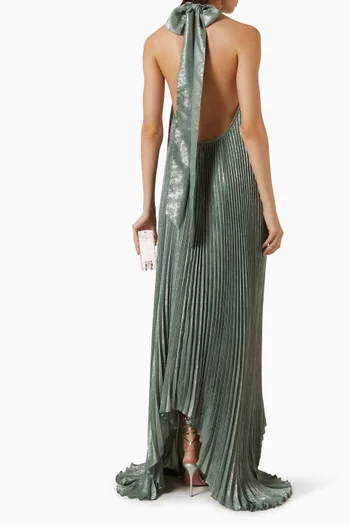 Opera Halterneck Pleated Gown