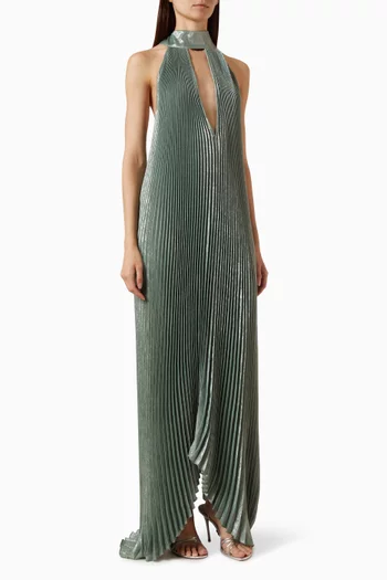 Opera Halterneck Pleated Gown