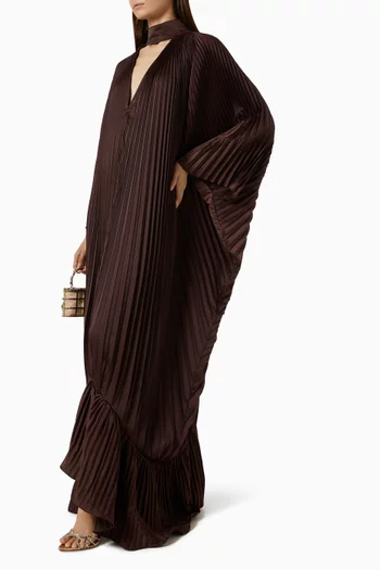 Empire High-Neck Pleated Gown