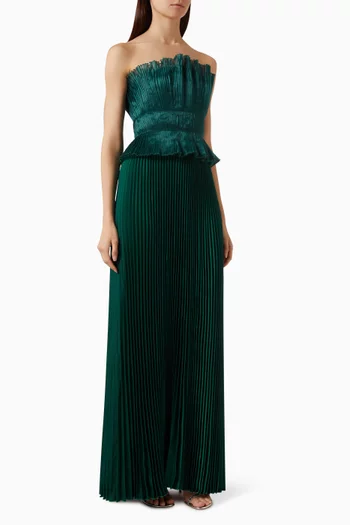 Masquerade Pleated Strapless Gown