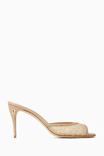 Guido 85 Mule Sandals in Lace & Leather