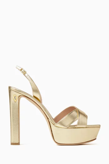 Leonardo 130 Platform Sandals in Metallic Leather