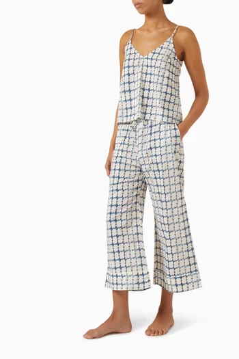 Geo Cami Top & Pants Pyjama Set in Organic Cotton Voile