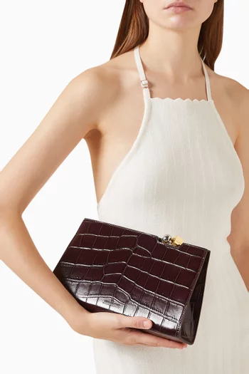 Le Salon Shoulder Bag in Croc-embossed Leather