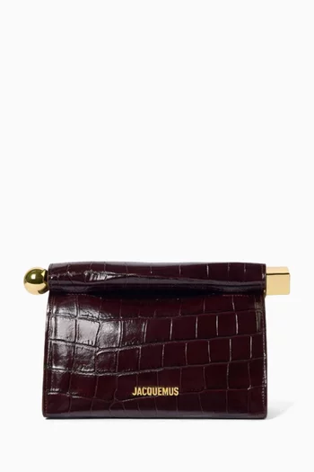 Medium Carre Shoulder Bag in Embossed Leather