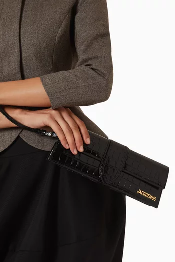 La Pochette Bambino Small Clutch Bag in Croc-embossed Leather