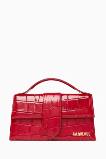 Medium Le Grand Bambino Tote Bag in Shiny Croc-embossed Leather