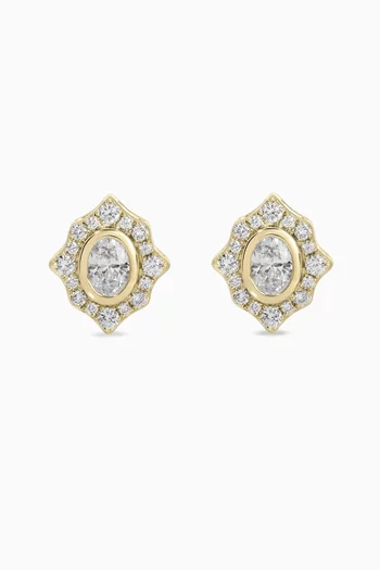 Diamond Chevron Huggie Earrings in 14kt Yellow Gold