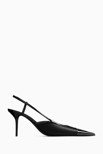 Renée Slingback Pumps in Satin Crepe & Leather