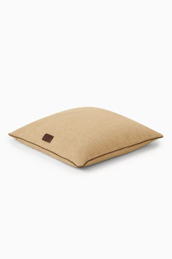 Raffia-effect Maxi Cushion in Techno Cotton & Leather