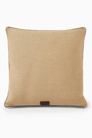 Raffia-effect Maxi Cushion in Techno Cotton & Leather