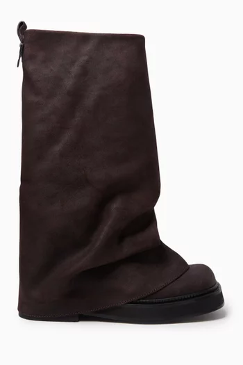 Robin Combat Knee Boots in Suede