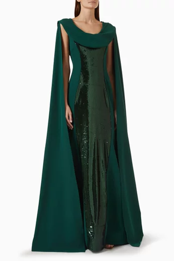 Cowl Shoulder Corseted Mermaid Gown