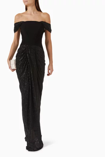 Corseted Off-shoulder Gown