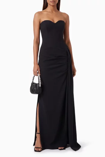 Strapless Draped Gown in Wool