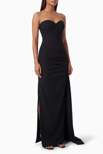 Strapless Draped Gown in Wool