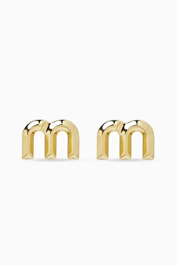Logo Earrings in Brass
