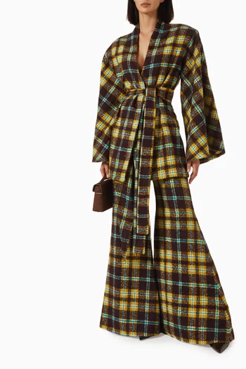 Umber Plaid Kimono Pants
