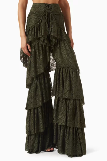 Floral Flare Pants in Lace