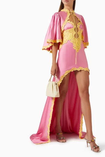 Cape Lace-trim Dess in Silk