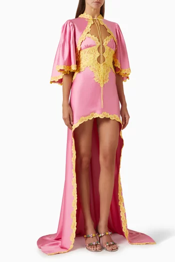 Cape Lace-trim Dess in Silk