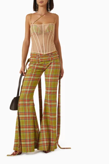 Corset with Plaid in Tulle & Cotton