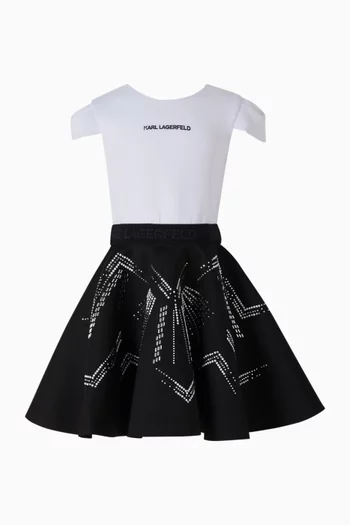 Rhinestone Embellished Flared Dress