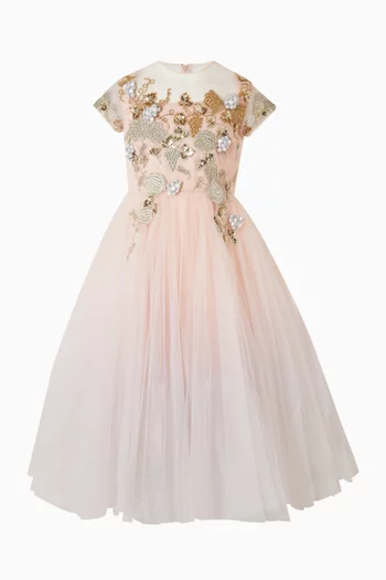 Floral Embroidered Dress in Tulle