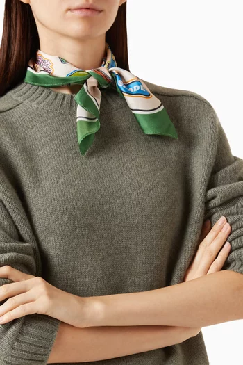 Garden Stickers Bandana Scarf in Silk