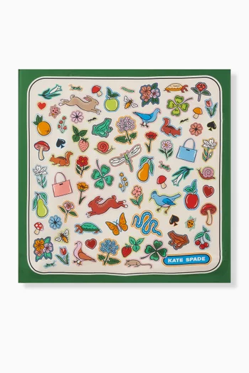 Garden Stickers Bandana Scarf in Silk
