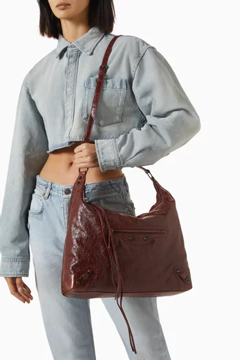 Medium Le City Hobo Bag in Arena Lambskin