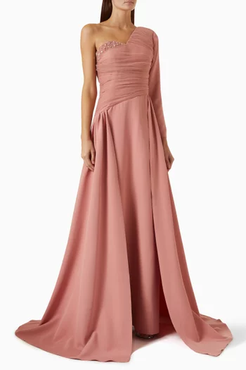 One-shoulder Embellished Gown