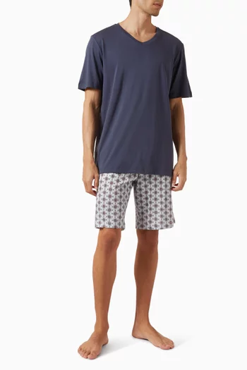 Printed Short Pyjama Set in Cotton-blend